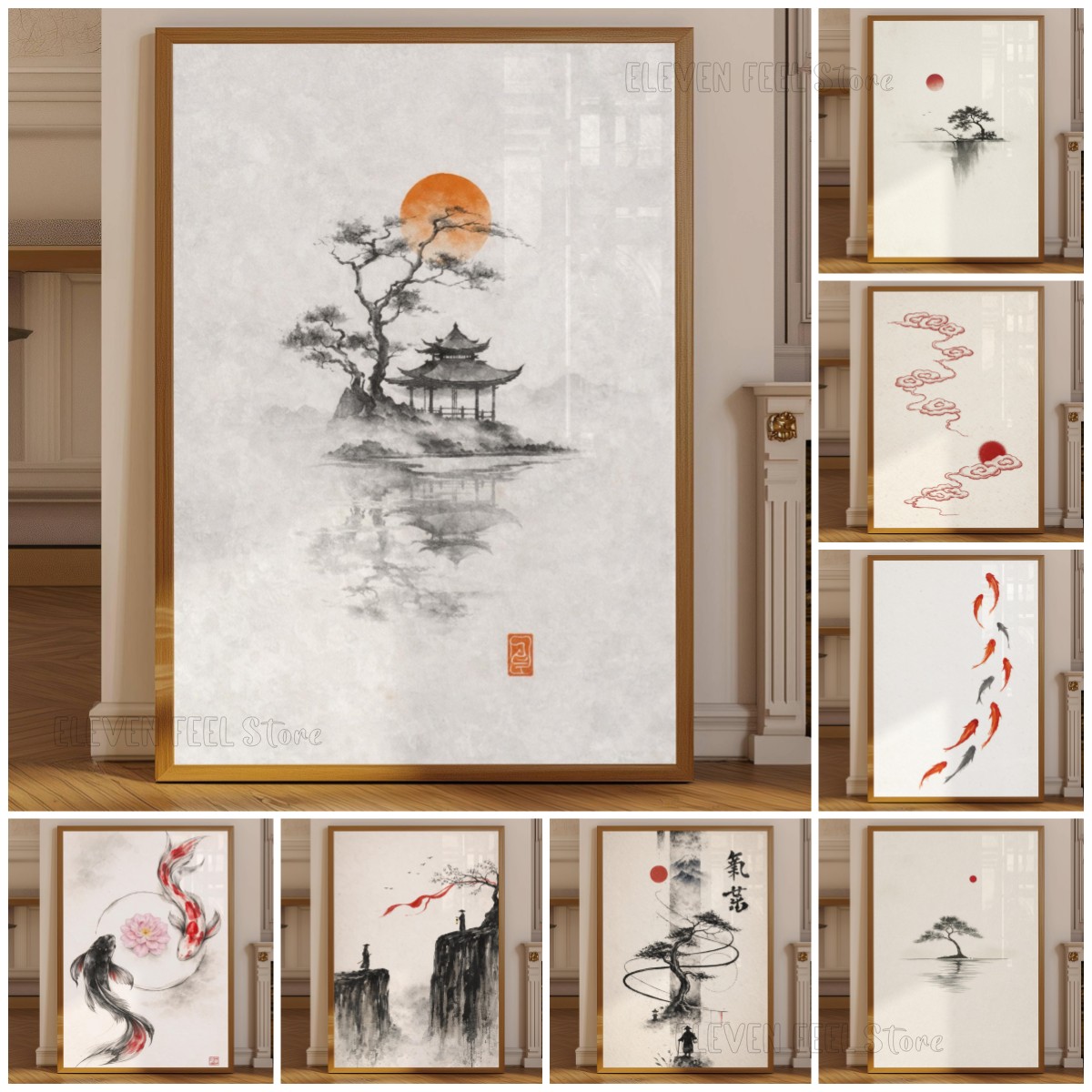 Japanese Zen Lifestyle - Affiche d'Arbre à Encre Japonais Wabi